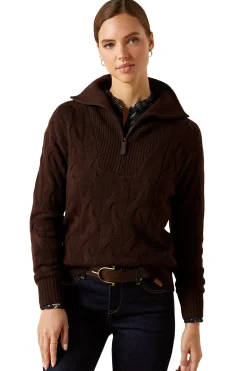 Alamere Damenpullover mit halbem Reißverschluss