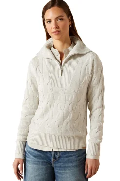 Alamere Damenpullover mit halbem Reißverschluss