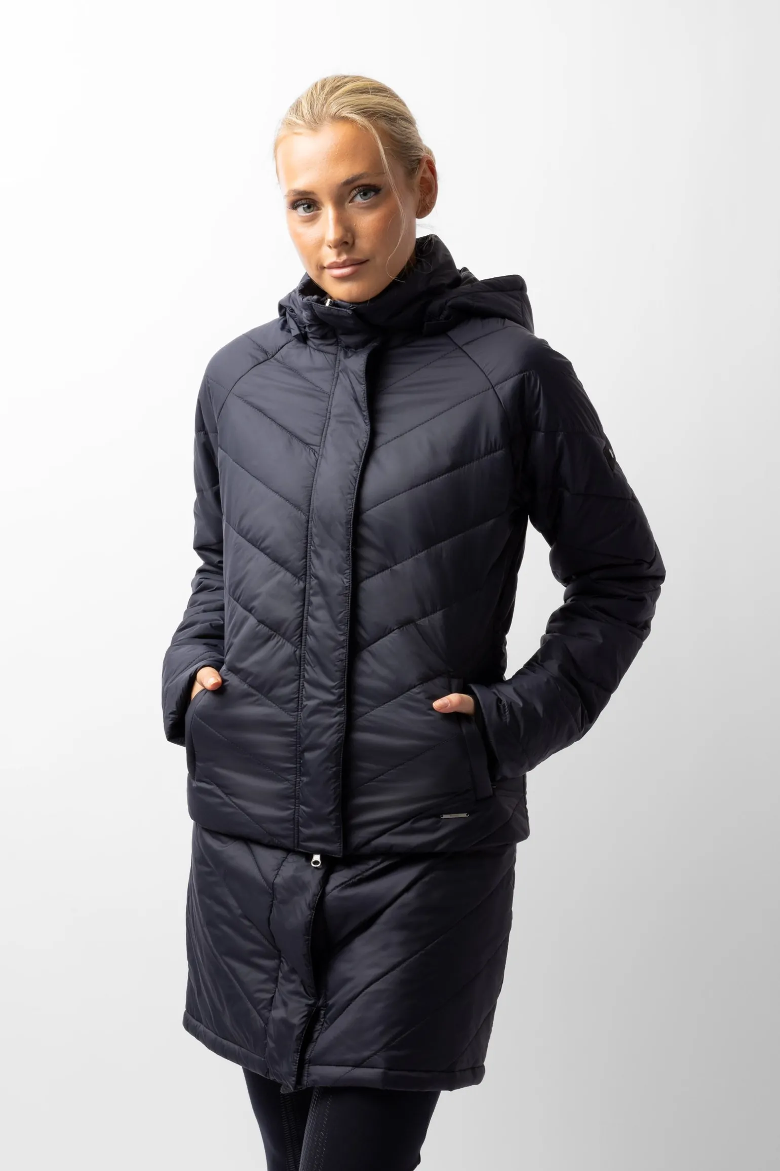 Aurora Gefütterte Damen Parka Reitjacke mit abnehmbarem Rock
