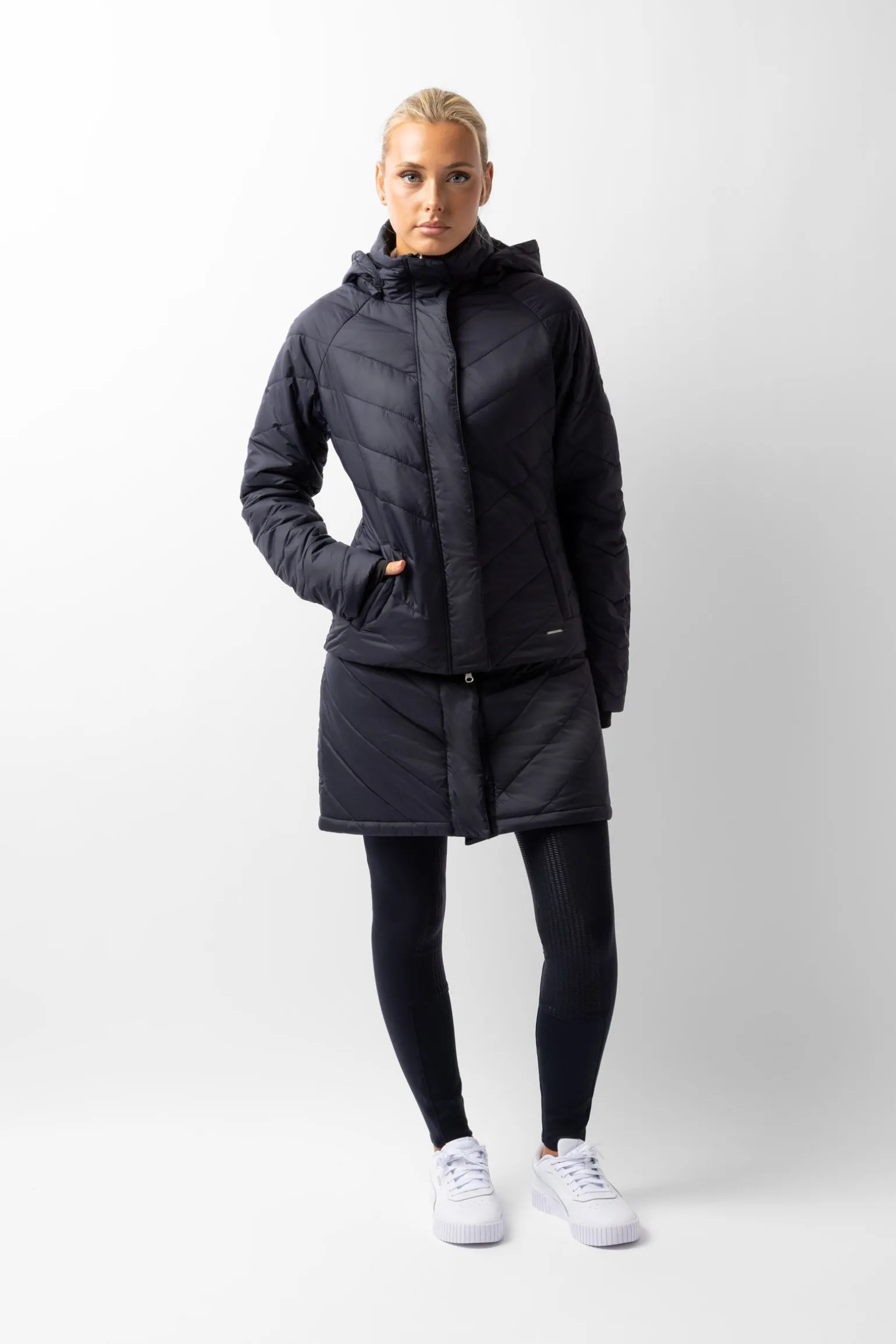 Aurora Gefütterte Damen Parka Reitjacke mit abnehmbarem Rock