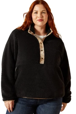 Berber Snap Damenpullover mit halber Knopfleiste