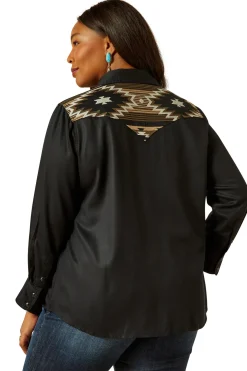 Dawn Damen Westernhemd mit Druckknöpfen und langen Ärmeln