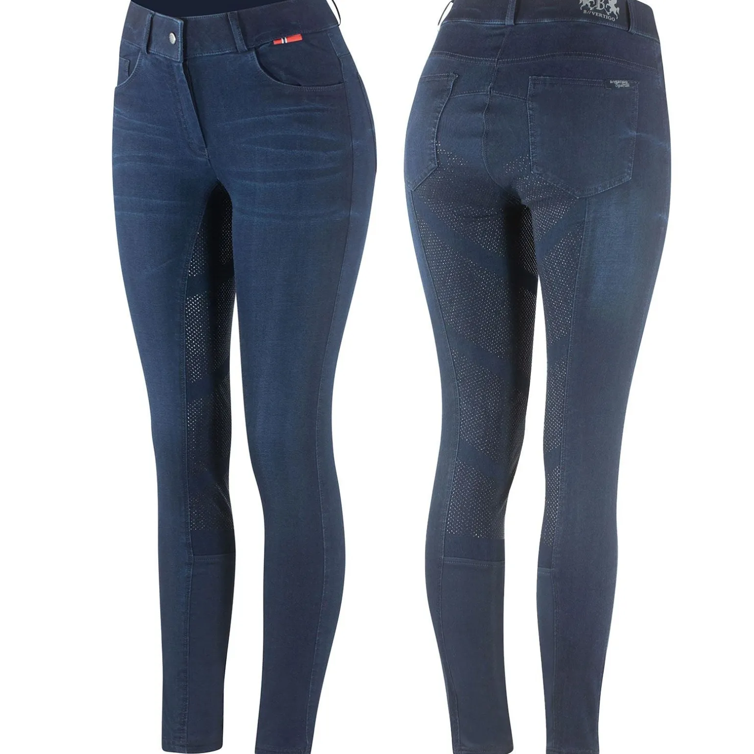 Elle Damen Reithose mit Vollbesatz in Jeansoptik mit Silikon Grip