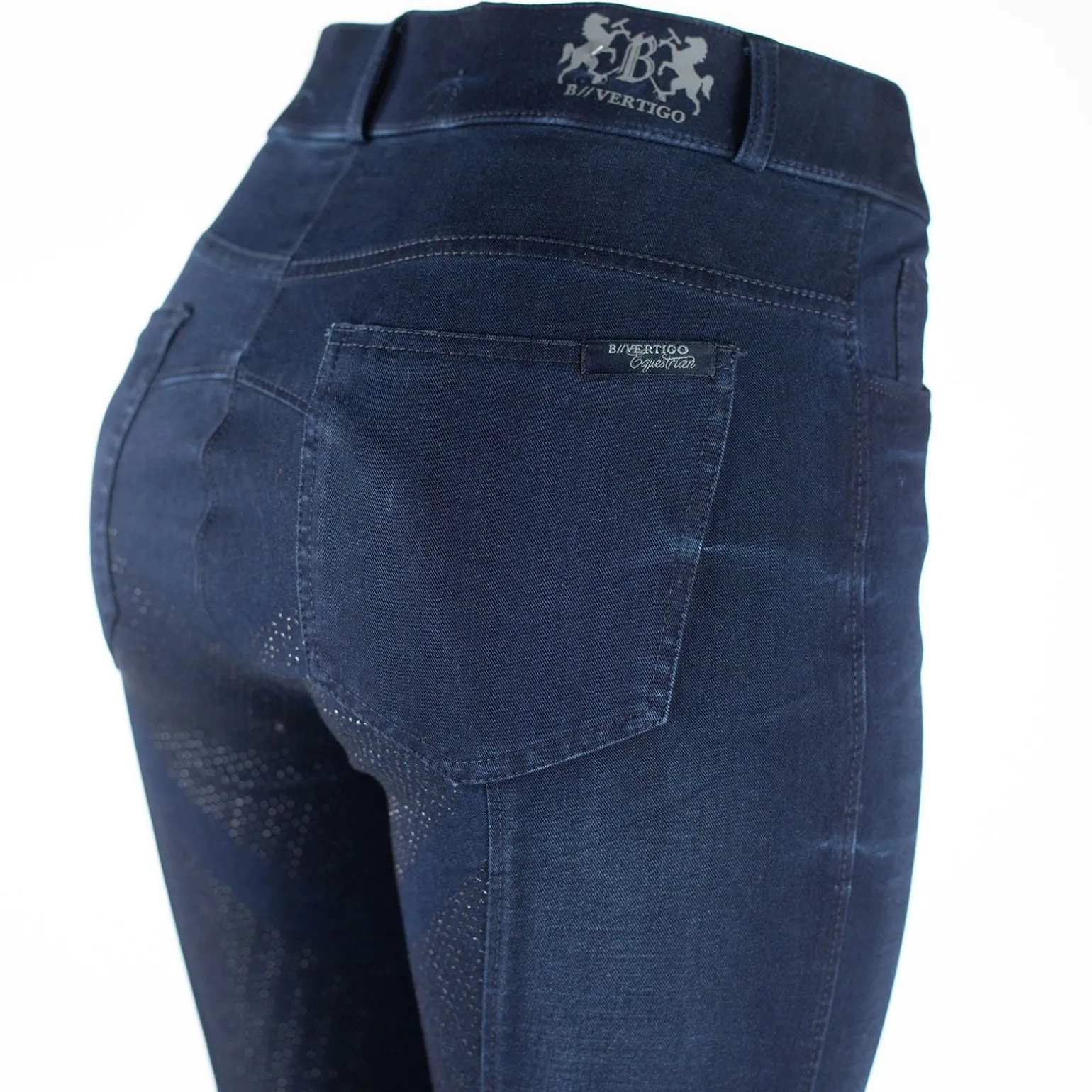 Elle Damen Reithose mit Vollbesatz in Jeansoptik mit Silikon Grip
