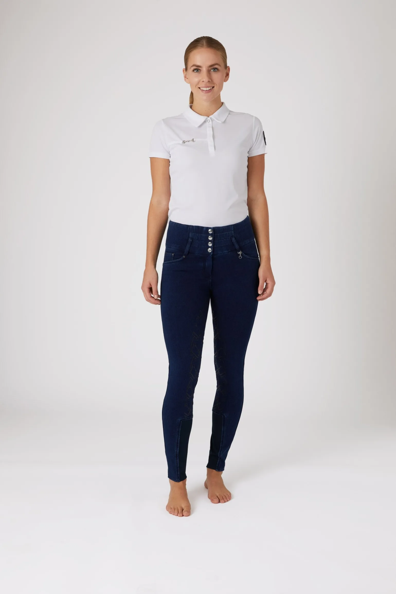 Kacy Damen Jeans Thermoreithose mit Vollbesatz