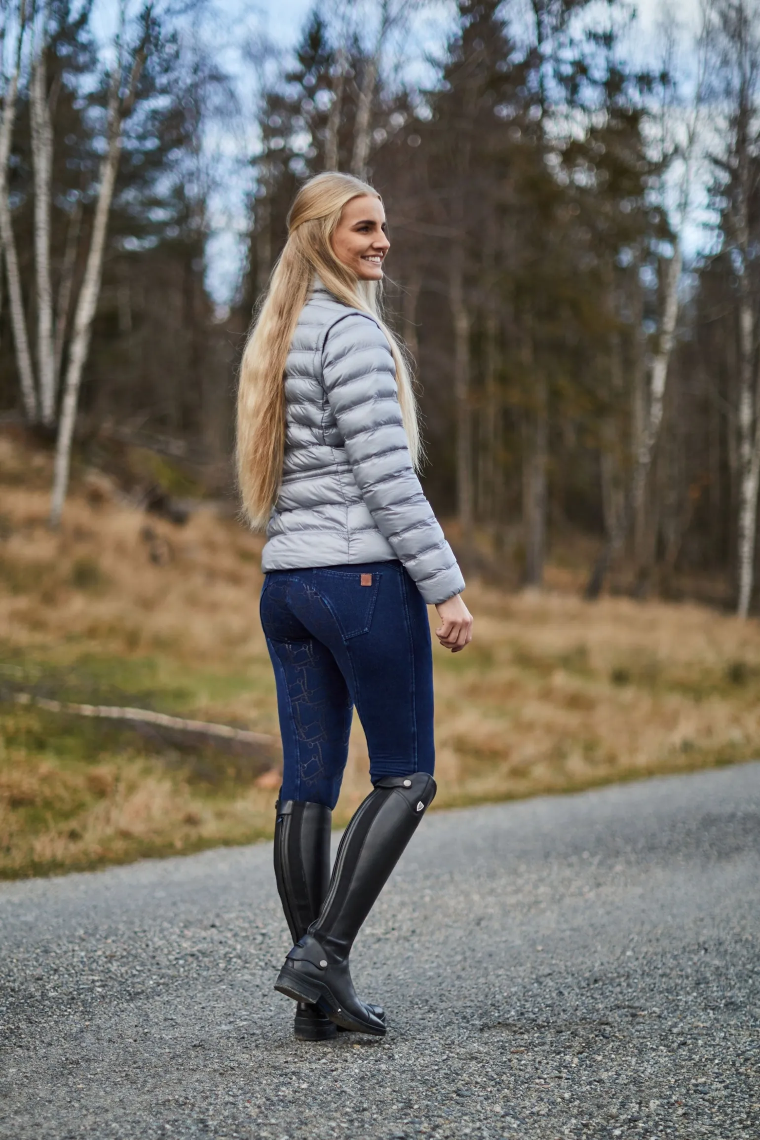 Kacy Damen Jeans Thermoreithose mit Vollbesatz