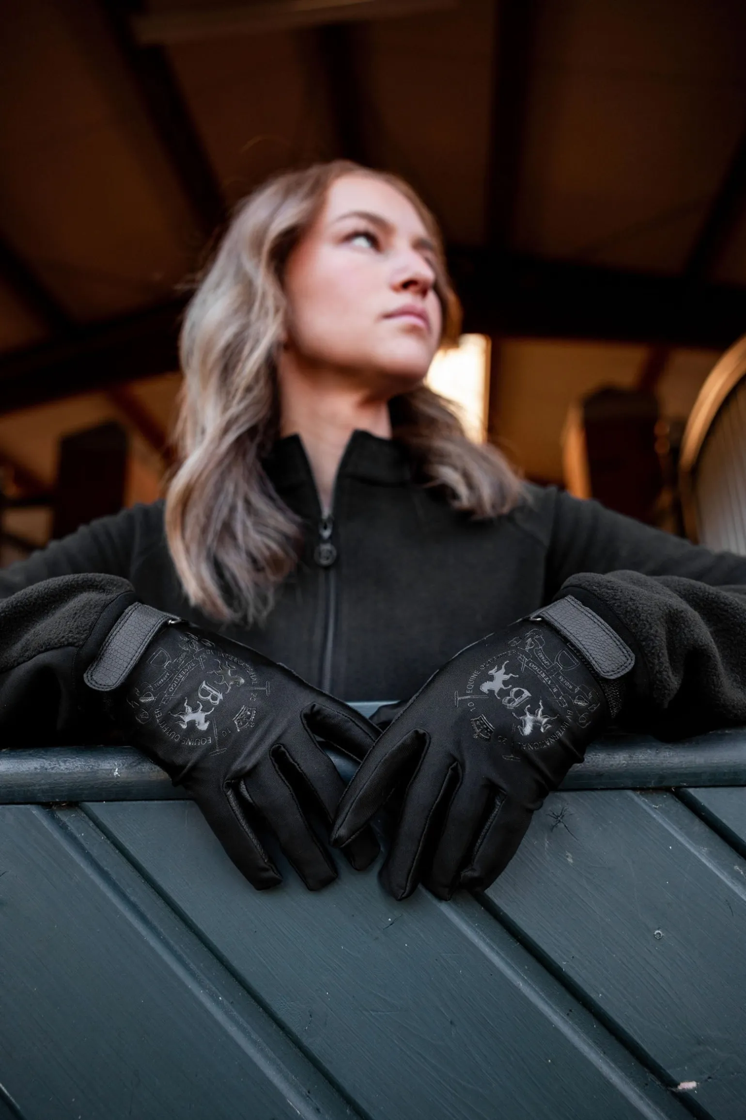 Laia Damen Reithandschuhe mit Logo Print