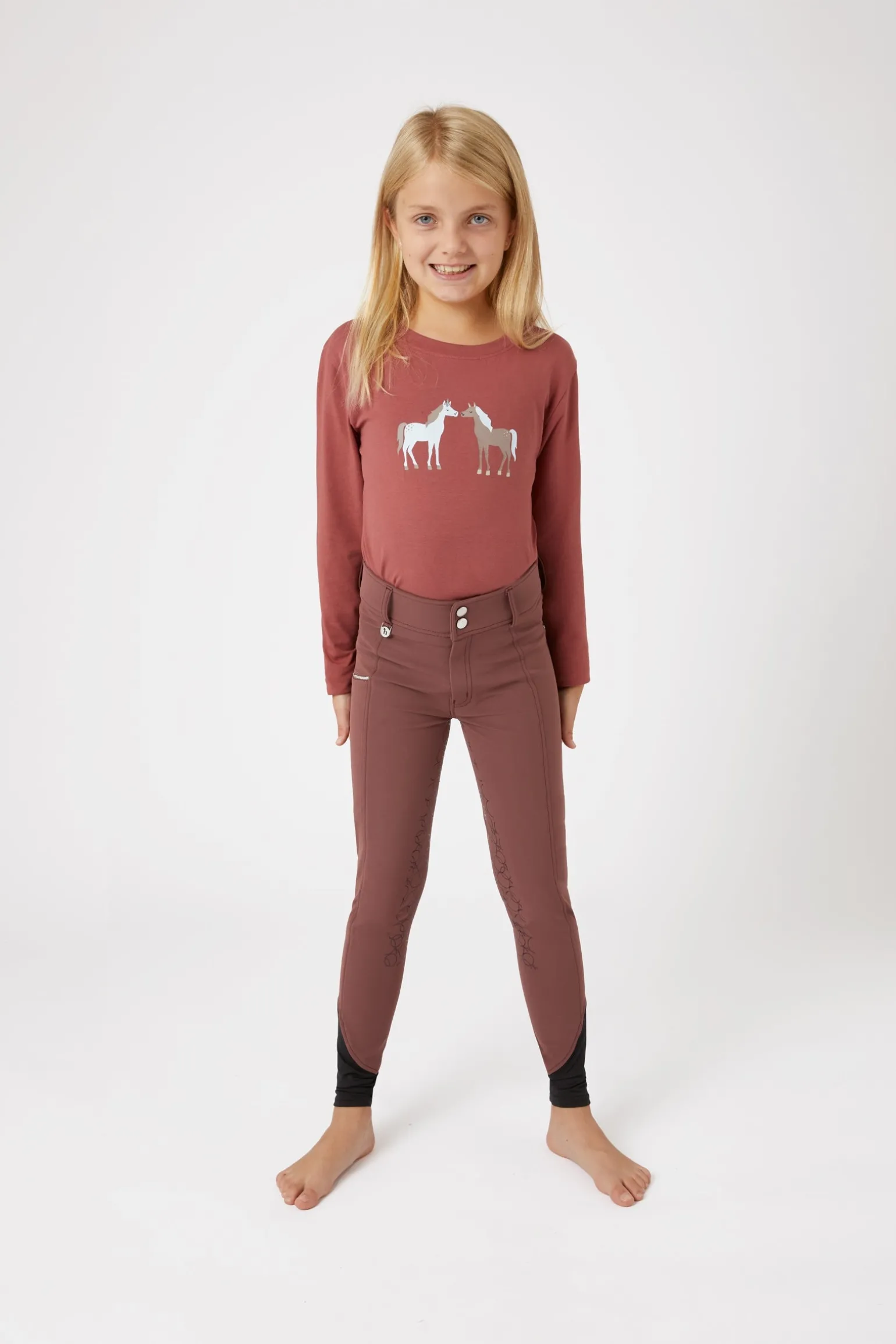 Leighton Teens Vollbesatzreithose mit Silikongrip und Handytasche