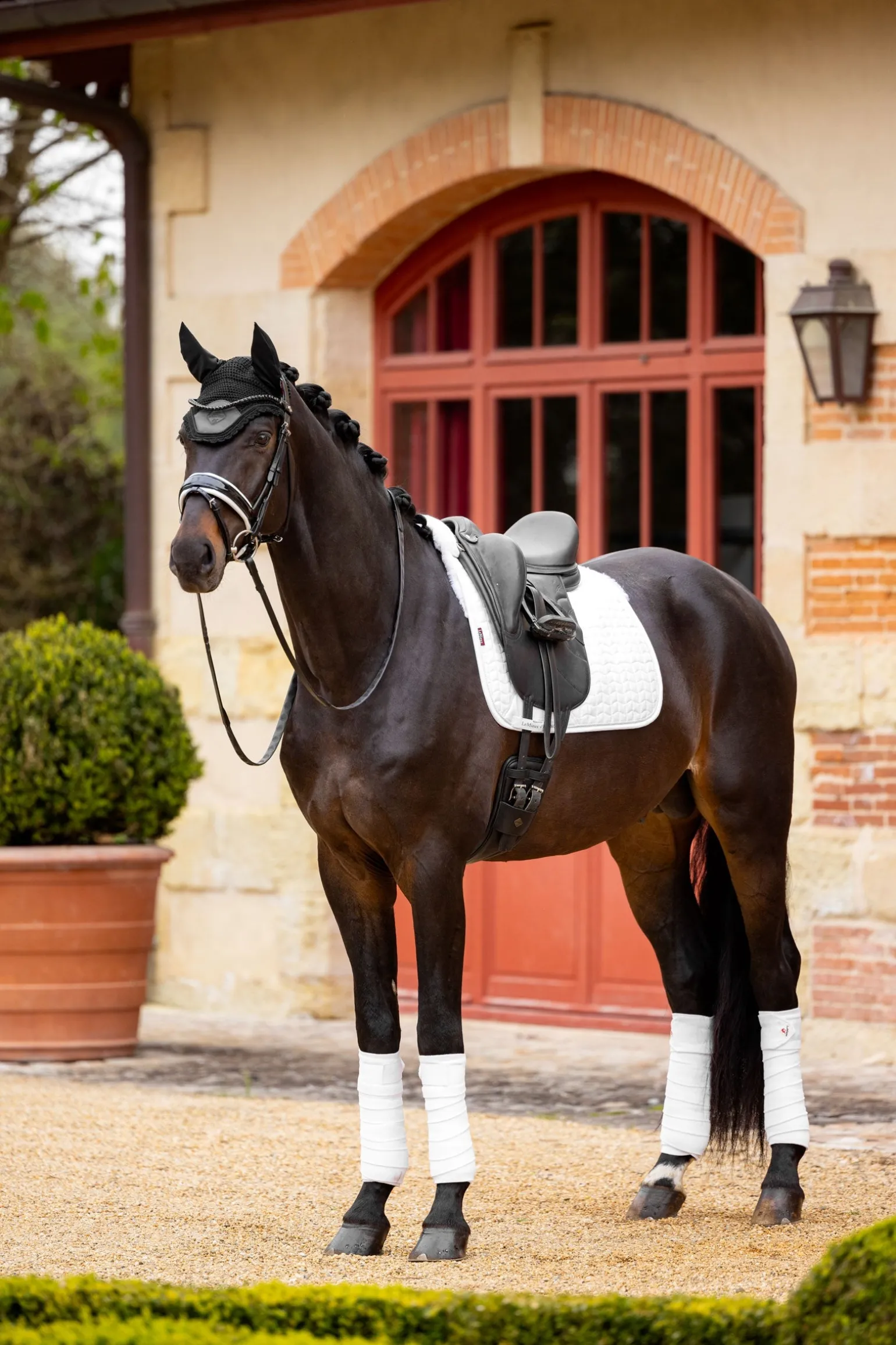 Merino+ Dressurschabracke mit Wildleder-Effekt, halb gefüttert
