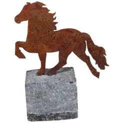Pferd aus Stahl mit Granitstein