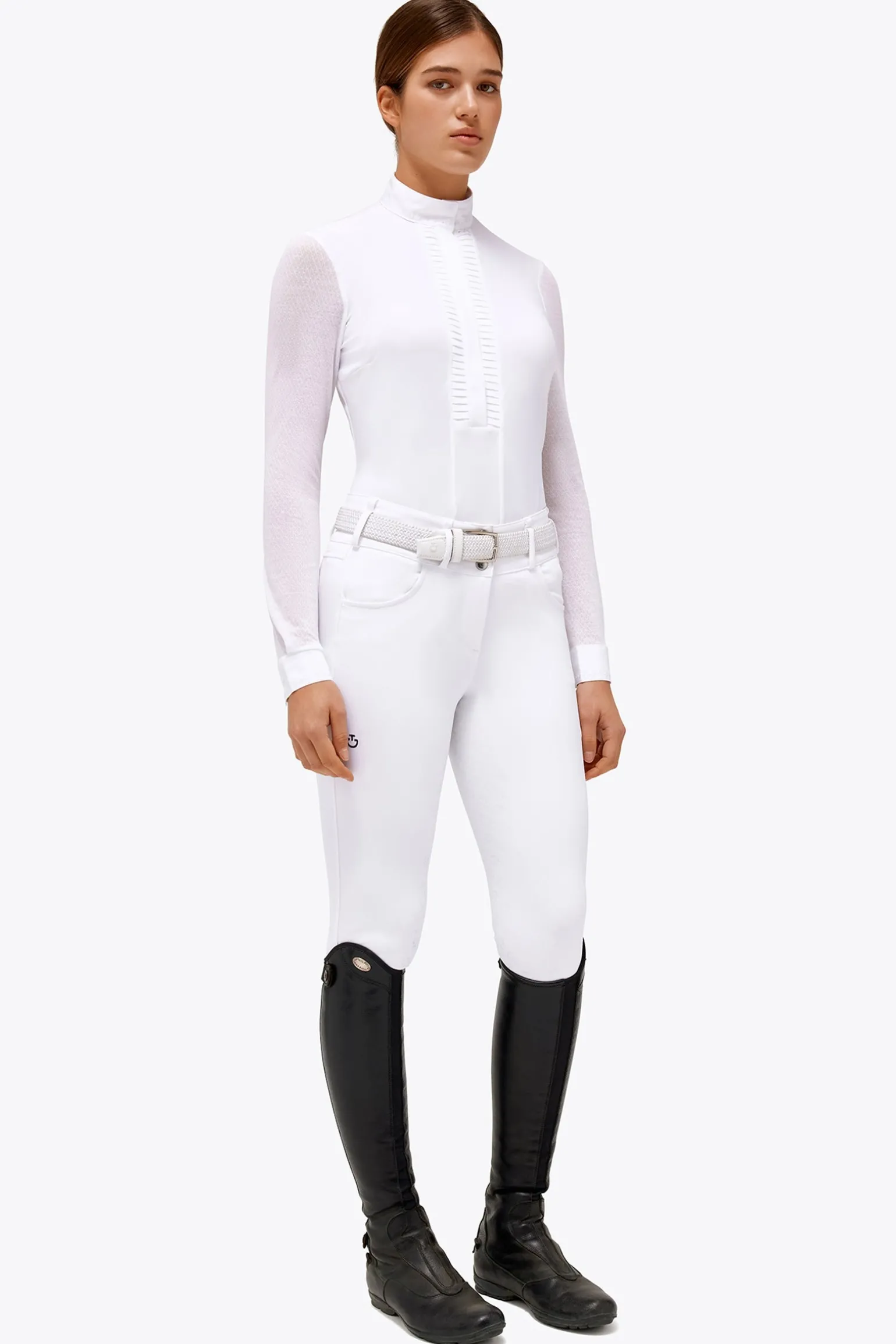 plissiertes Langarm Damen Turniershirt