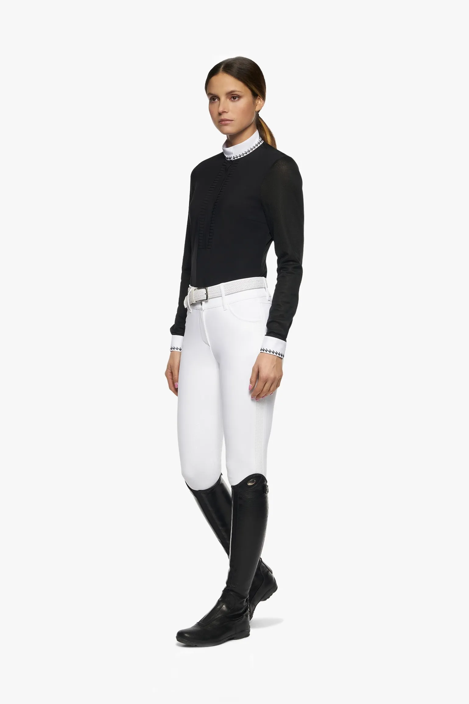 plissiertes Langarm Damen Turniershirt