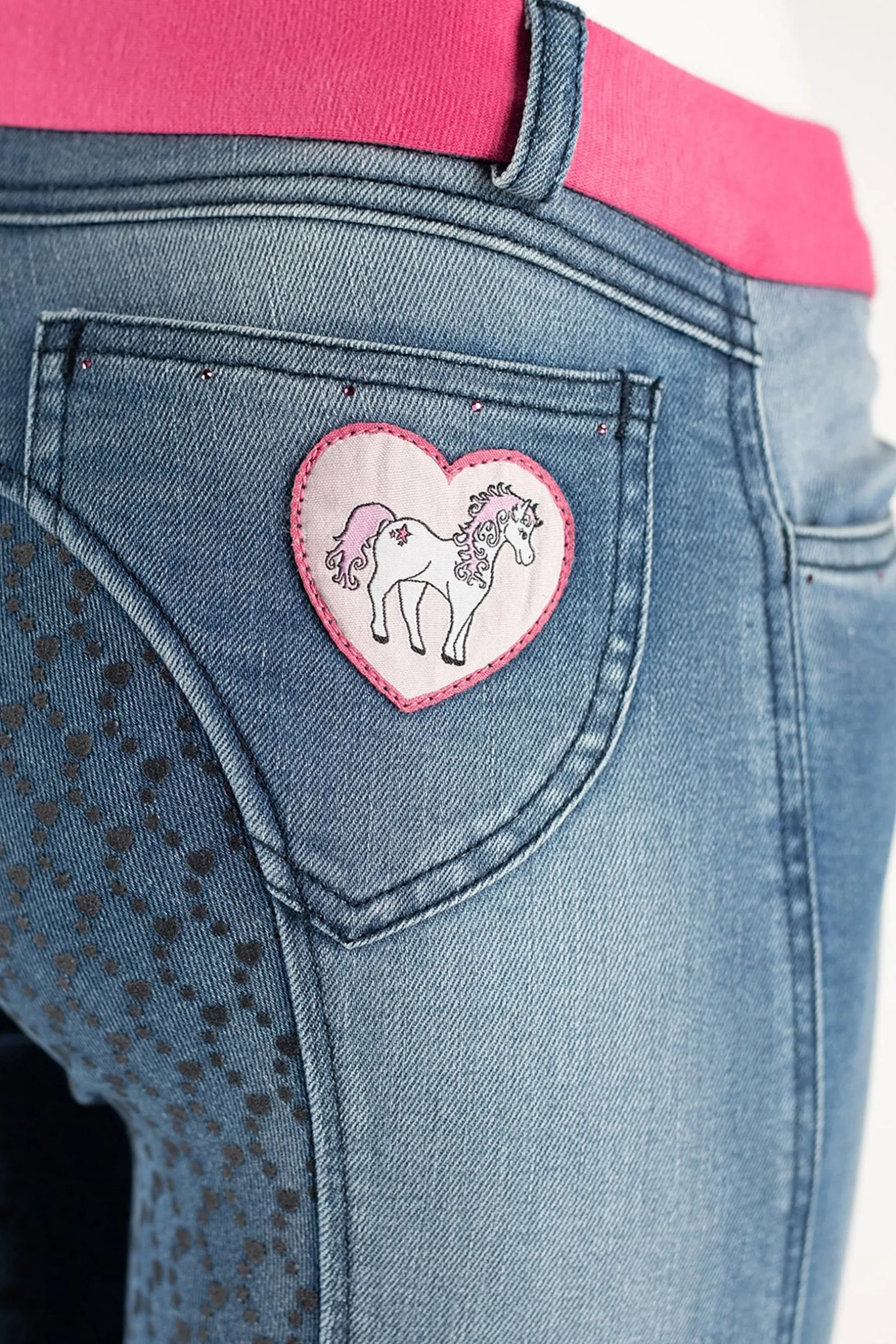 Poppy Reithose mit Vollbesatz für Kinder in Jeansoptik und Silikon-Grip