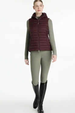 Rose Damen-Steppweste mit Kapuze